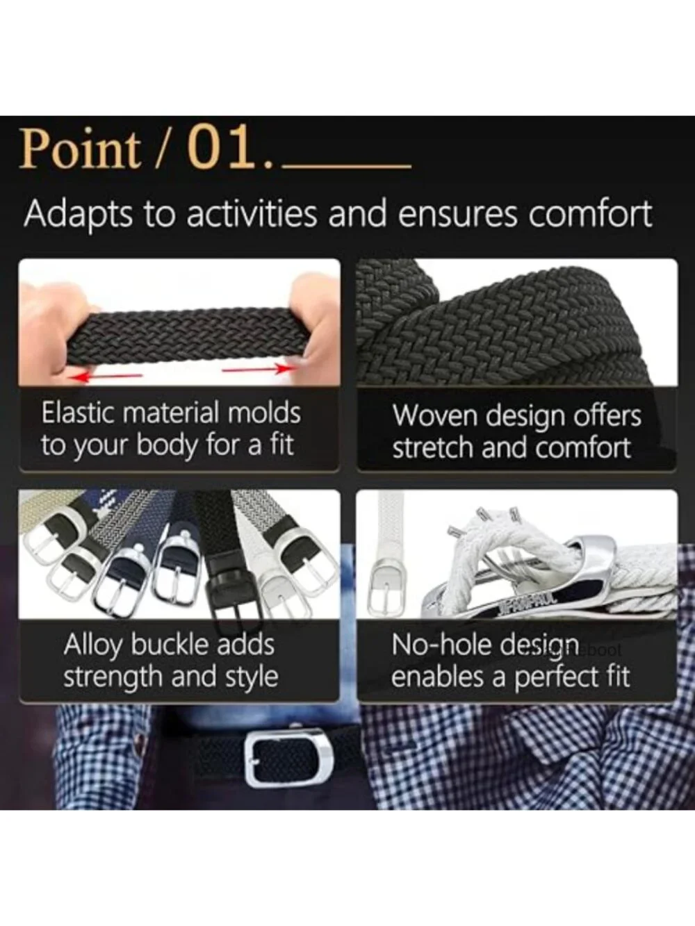 No Hole Elastic Braided Belt Stretch Adjustable Casual Golf